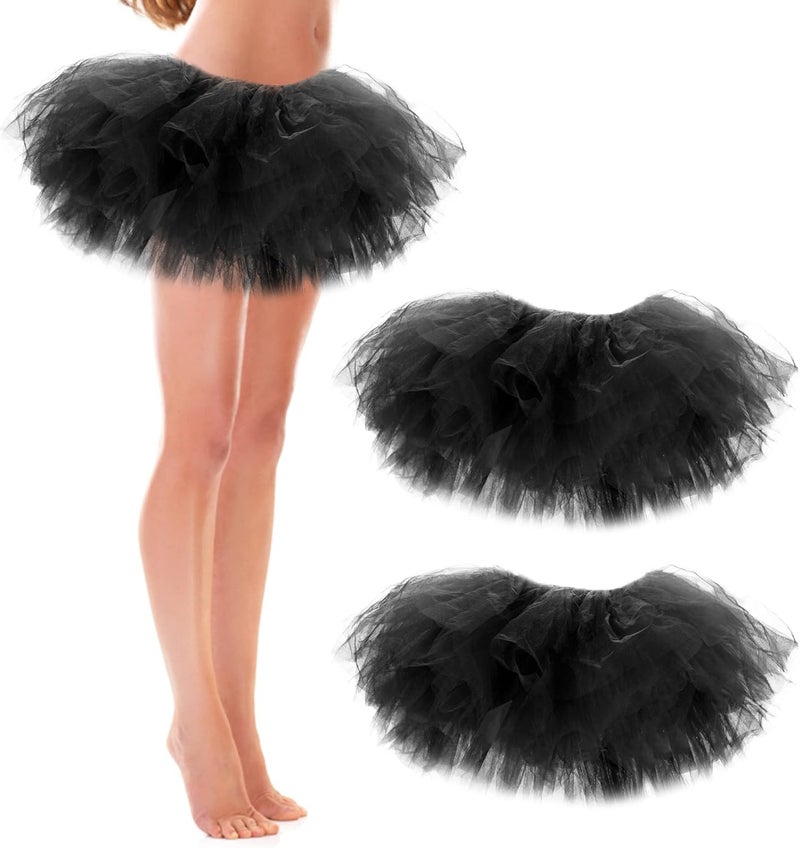 ILHSTY 3 Pack Women Teens Adult Tutu Skirt, 5 Layers Puffy Classic Tulle Tutus Skirts for Women Ballet Run Party Halloween Costume - Image 1